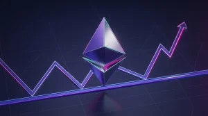Ethereum emblem above a technical chart showing support and a potential breakout rally